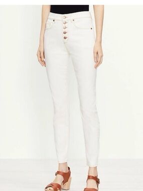 LOFT White High-Rise Skinny Jeans with Button-Fly